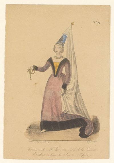 Julie Dorus-Gras v roli van prinese Eudoxie v opeře La Juive Kostým paní Dorus, role princezny Eudoxie, v La Juive (Opéra) (název na objektu) Herci, herečky v operezangers in hun rol (název seriálu) od Théodore Lejeune