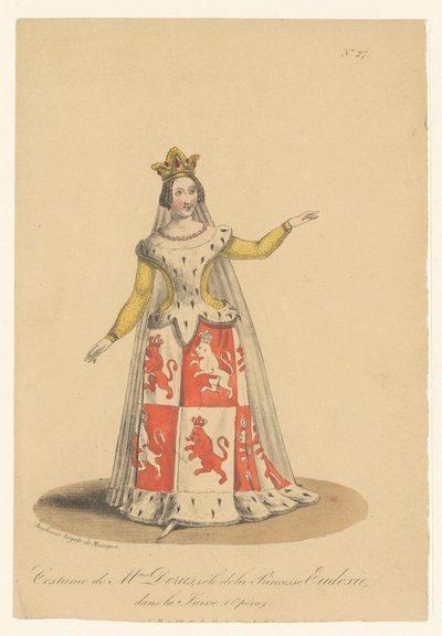 Julie Dorus-Gras v roli van prinese Eudoxie v opeře La Juive Kostým paní Dorus, role princezny Eudoxie, v La Juive (Opéra) (název na objektu) Herci, herečky v operezangers in hun rol (název seriálu) od Théodore Lejeune