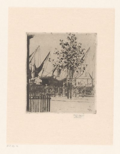 Pohled na ulici s postavami v přístavu Roh Luna Street, Chelsea Embankment od Théodore Roussel (signed by artist)