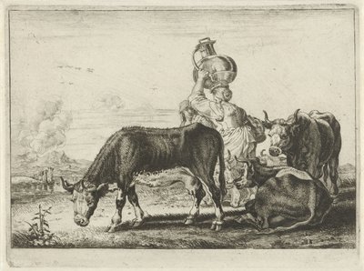 Krávy a dvě dojičky od Théodorus van Kessel