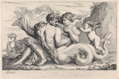 Siréna a triton Mytologické postavy (název série) od Théodorus van Kessel