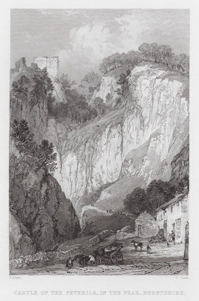 Castle of the Peverils, v Peak, Derbyshire (rytina) od Thomas (after) Allom