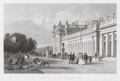 Chatsworth, Derbyshire (rytina) od Thomas (after) Allom