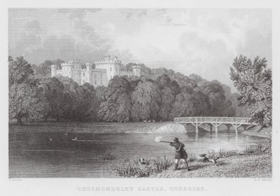 Hrad Cholmondeley, Cheshire (rytina) od Thomas (after) Allom