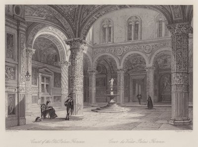 Dvůr starého paláce, Florencie (rytina) od Thomas (after) Allom