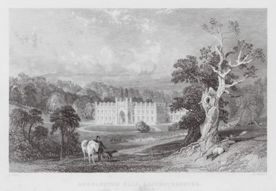 Donnington Hall, Leicestershire (rytina) od Thomas (after) Allom