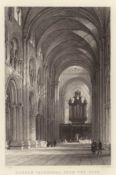 Durhamská katedrála, z Nave (rytina) od Thomas (after) Allom