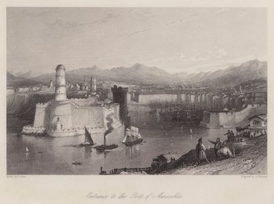Vjezd do přístavu Marseilles (rytina) od Thomas (after) Allom