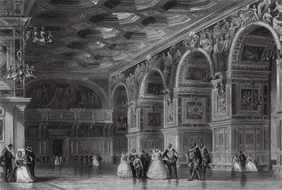 Galerie Jindřicha II. ve Fontainebleau (rytina) od Thomas (after) Allom