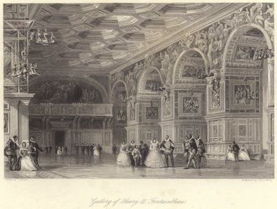 Galerie Jindřicha II Fontainebleau (rytina) od Thomas (after) Allom