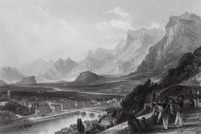 Grenoble z pevnosti (rytina) od Thomas (after) Allom
