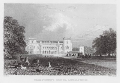 Hrad Grimsthorpe, Lincolnshire (rytina) od Thomas (after) Allom
