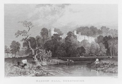 Haddon Hall, Derbyshire (rytina) od Thomas (after) Allom