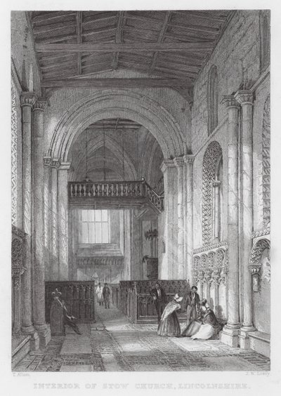 Interiér Stow Church, Lincolnshire (rytina) od Thomas (after) Allom