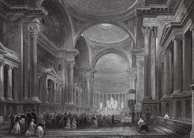 Interiér Madeleine, Paříž (rytina) od Thomas (after) Allom