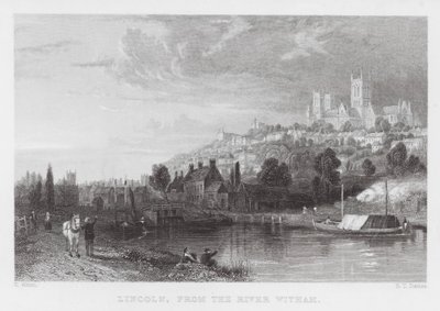 Lincoln, od řeky Witham (rytina) od Thomas (after) Allom