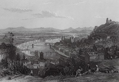 Lyon, od La Croix Rousse (rytina) od Thomas (after) Allom
