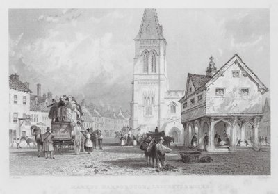 Market Harborough, Leicestershire (rytina) od Thomas (after) Allom