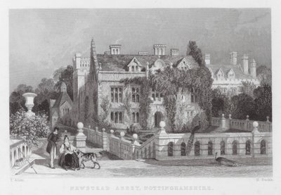 Newstead Abbey, Nottinghamshire (rytina) od Thomas (after) Allom