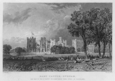 Hrad Raby, Durham, sídlo Williama-Harry Vanea, vévody z Clevelandu (rytina) od Thomas (after) Allom