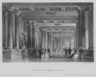Saloon of Louis Philippe, Fontainbleau (rytina) od Thomas (after) Allom