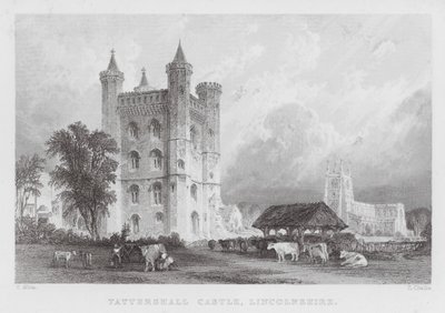 Tattershall Castle, Lincolnshire (rytina) od Thomas (after) Allom