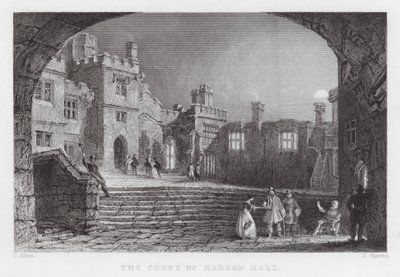 The Court of Haddon Hall (rytina) od Thomas (after) Allom