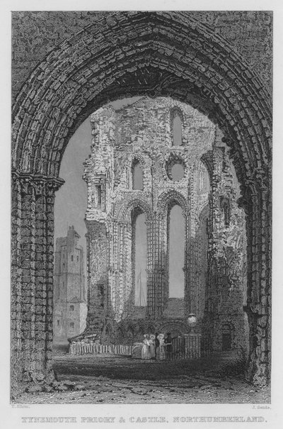 Tynemouth Priory and Castle, Northumberland (rytina) od Thomas (after) Allom