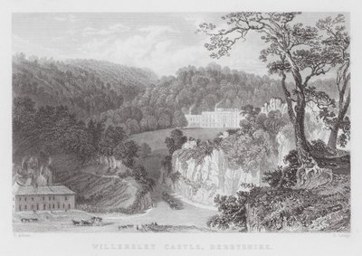 Hrad Willersley, Derbyshire (rytina) od Thomas (after) Allom