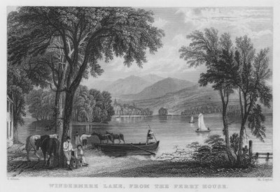 Windermere Lake, z Ferry House (rytina) od Thomas (after) Allom