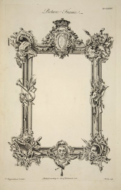 Návrh pro rám obrazu, hospoda. 1761 (rytina) od Thomas (after) Chippendale
