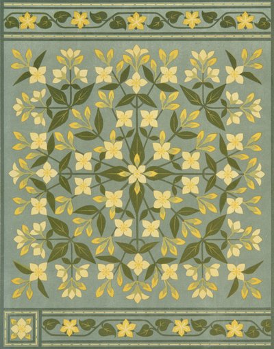 Návrh polštáře z knihy "The Art of Embroidery, A Treatise on the Practise of Decorative Needlework" (Umění vyšívání, pojednání o praxi dekorativního vyšívání) od Thomas (after) Crane