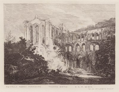 Opatství Rievaulx (rytina) od Thomas (after) Girtin