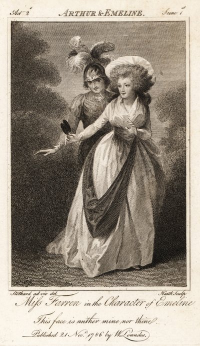 Slečna Elizabeth Farrenová v postavě Emeline ve filmu Johna Drydena Arthur a Emeline od Thomas (after) Stothard