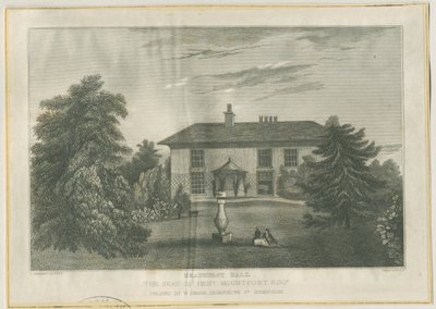 Checkley - Beauhurst Hall: rytina, nd [c 1820-1830] (tisk) od Thomas (after) Underwood
