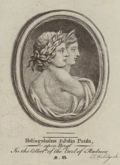 Heliogabalus, římský císař a císařovna Julia Paula (rytina) od Thomas (after) Worlidge
