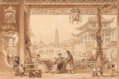 Terasa mandarinského domu v Pekingu od Thomas Allom