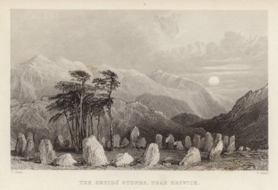 Druidský kámen poblíž Keswicku od Thomas Allom