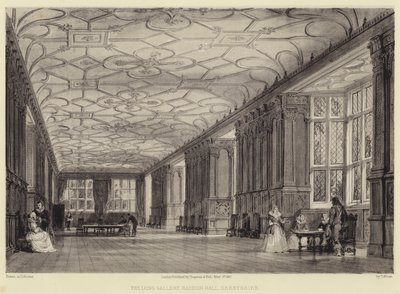 The Long Gallery, Haddon Hall, Derbyshire od Thomas Allom