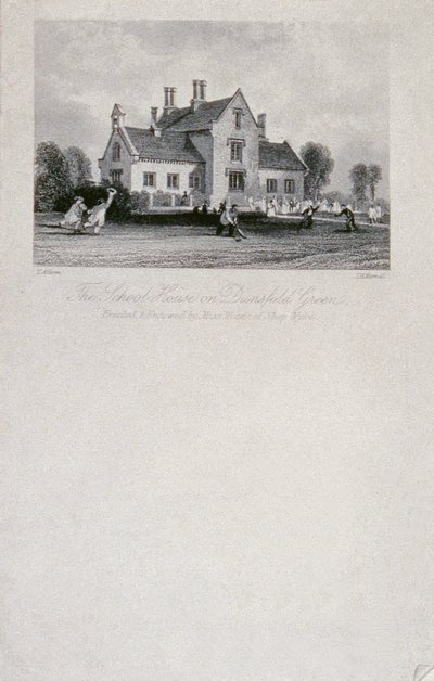 The School House na Dunsfold Green, Surrey, 1850 (rytina na ocelové lince) od Thomas Allom