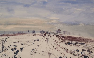 Farma na sněhu, 20. století (akvarel) od Thomas Barclay Hennell