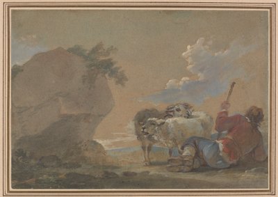 Krajina s pastýřem a ovcemi od Thomas Barker
