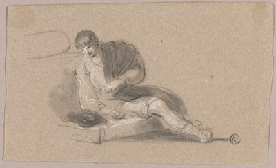 Sedící muž směřující dolů (recto a verso) od Thomas Barker