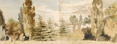 Pohled na náměstí Merton Place od západu přes trávníky a řeku od Thomas Baxter