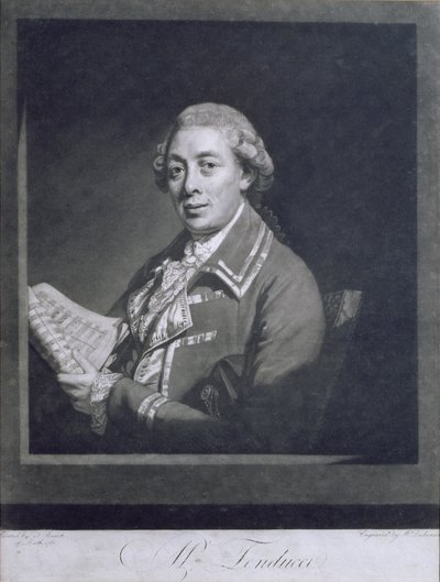 Portrét Giusto Ferdinando Tenducci (asi 1735-90), italský kastrát, vyryl William Dickinson (1746-1823), 1782 od Thomas Beach
