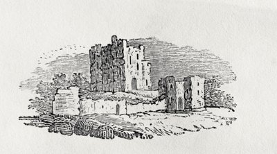 Zřícenina hradu z „Historie britských ptáků a čtyřnožců“ od Thomas Bewick