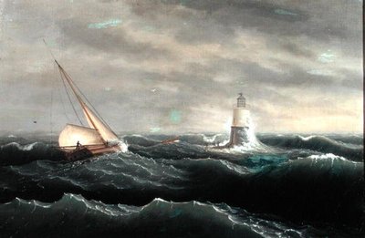 Maják (olej na plátně) od Thomas Birch