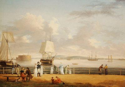 The Battery and Harbour, New York, c.1811-1812 od Thomas Birch