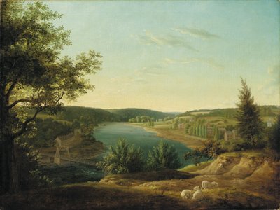 Pohled na řetězový most a vodopády Schuylkill, pět mil od Philadelphie od Thomas Birch