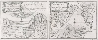 Mapy kapitána Jamese Cooka, vstup do Endeavour River a Botany Bay v Novém Jižním Walesu od Thomas Bowen